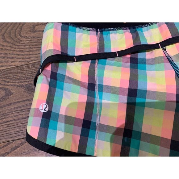 Lululemon Run Times Short size 4 Wee Wheezy Check Bleached Coral plaid speed - Picture 5 of 6